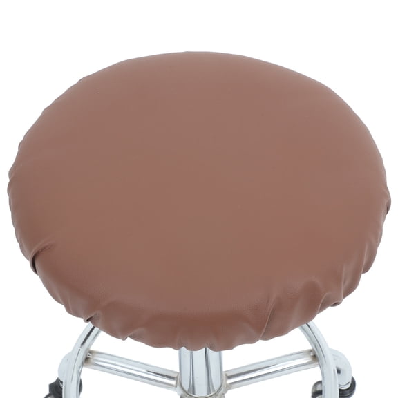 LOLIPPYY Elastic Fit Round PU Stool Cover Brown Versatile Design for Home