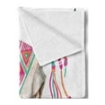 thumbnail image 2 of Longhorn Soft Flannel Fleece Throw Blanket, Bull Skull Image with Tribal Ornate and Colorful Feathers on Plain Backdrop, Cozy Plush for Indoor and Outdoor Use, 50" x 60", Multicolor, by Ambesonne, 2 of 5