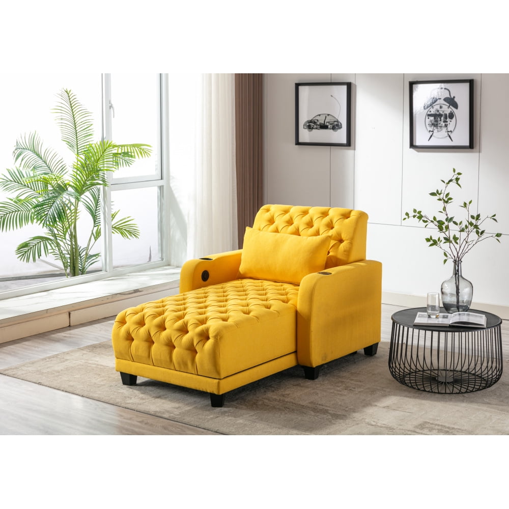 Cozylife Leisure Sofa Couch Reclining Chaise Longue with Cup Holder ...