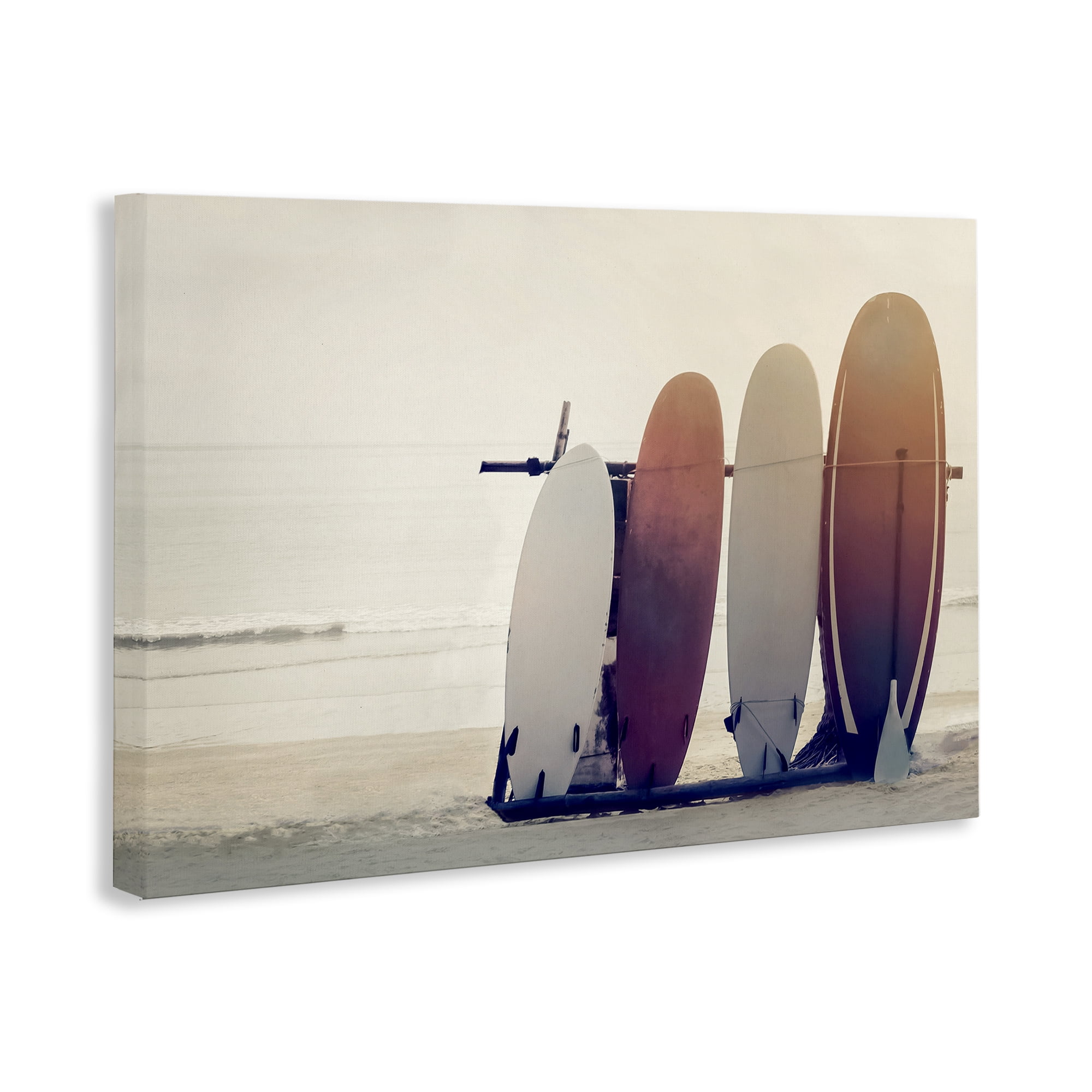 Stupell Industries Beach Surfboards Leaning Landscape Photography Gallery Wrapped Canvas Art Print Wall Art, 30 x 20