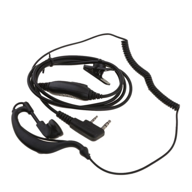 Auricular De Radio De 2 Pines Y 2 Vías Con Micrófono PTT Reel Earhanger Auriculares SM SunniMix Auriculares con auricular negro