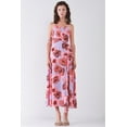 thumbnail image 2 of Floral Print Sleeveless Self-tie Wide Wrap Front Ruffle Hem Side Slit Detail Midi Dress S, 2 of 6
