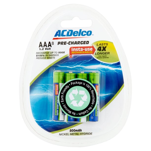 ACDelco Rechargeable NiMH AAA Batteries, 8 Count