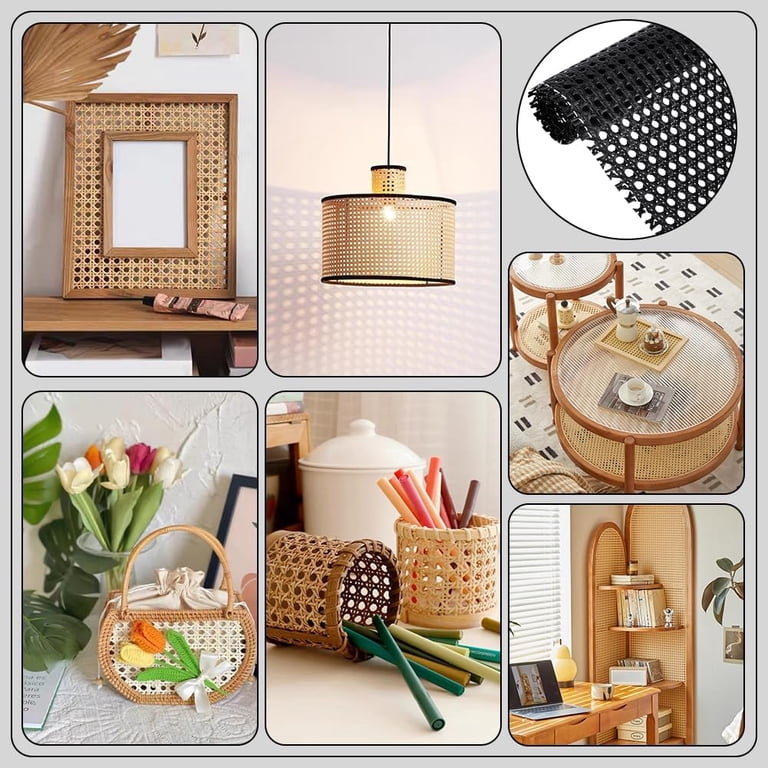 3.3 Feet Black Cane Webbing Roll 17 Inch Rattan Woven Open Mesh Cane  Plastic Net Roll for Chair Cabinet Dresser Ceiling Bed Door Furniture -  Walmart.com