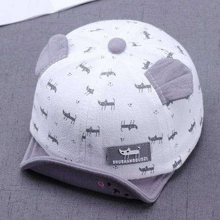 

Popvcly Cute Baby Hats Cool Panama Summer Baby Cap Boys Girls Print Caps Kids Cartoon Hat Sunhat Baby Hat Newborn Baby Accessories Gray