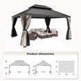 thumbnail image 5 of Summit Living 12' x 16' Hardtop Gazebo Aluminum Frame Galvanized Steel Double Roof Patio Gazebo with Netting & Curtains Brown, 5 of 8
