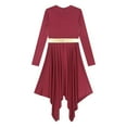 thumbnail image 6 of TiaoBug Women's Metallic Praise Lyrical Dance Costume Liturgical Worship Tunic Irregular Hem Dance Dress Burgundy XL, 6 of 7
