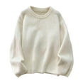 thumbnail image 4 of SGMVNU Womens Soft Fuzzy Knit Sweater Oversized Cozy Knitted Pullover Tops Long Sleeve Casual Crewneck Sweaters Fall Winter Clothes White XXL, 4 of 4