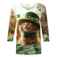 thumbnail image 4 of T-Shirt à Col Rond Imprimé de la Saint-Patrick pour Femmes, Manches Trois Quarts 3/4, Coupe Ample, 4 of 5