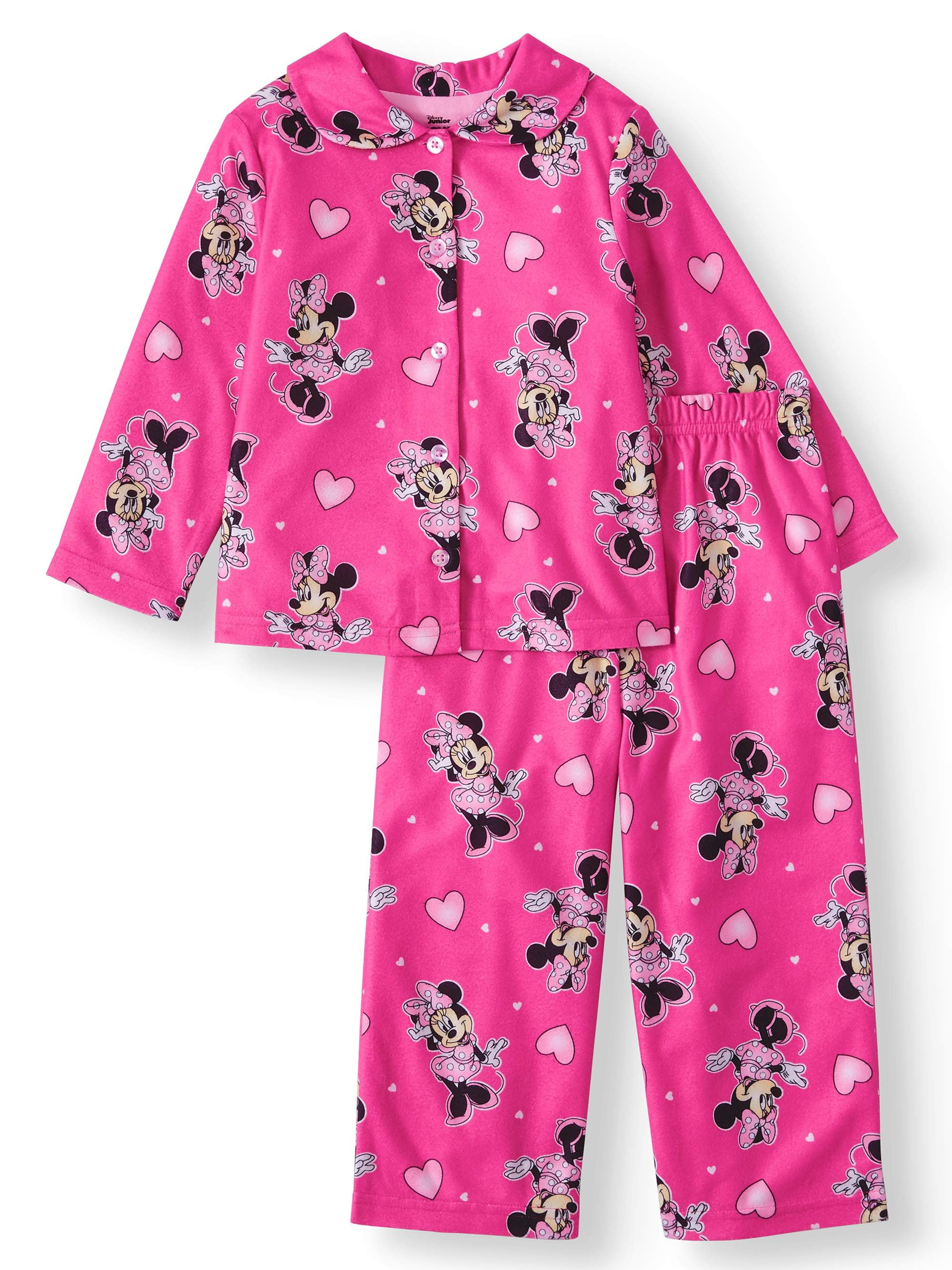 Minnie Mouse Toddler Girl Coat Style Pajamas, 2pc Set