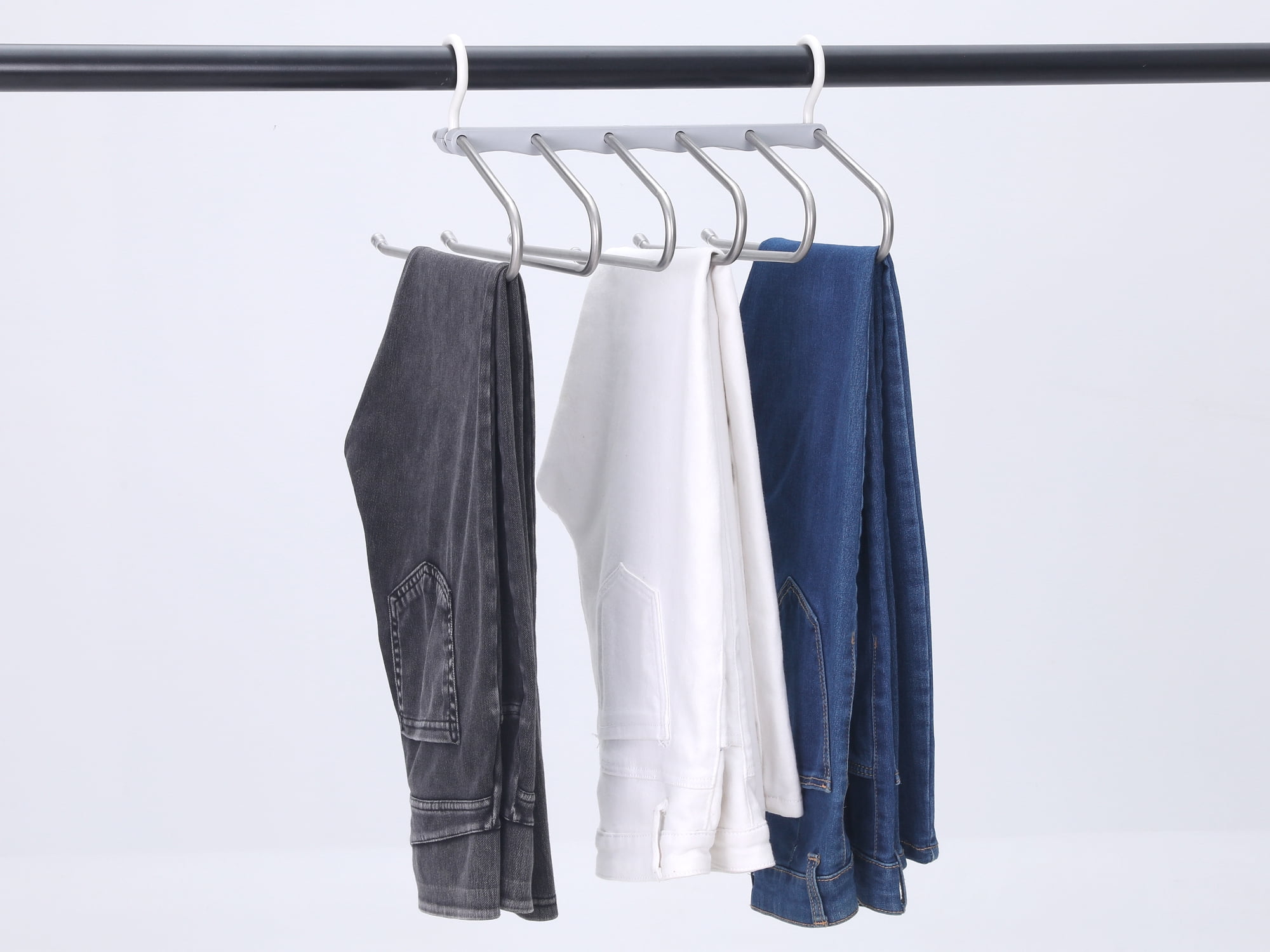 Unique Bargains Space Saving Non Slip Metal Pants Hangers 2 Pcs Gray