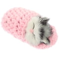 thumbnail image 4 of PTOOTP Muñeco de peluche de gato durmiendo en pantuflas, mini gatito con maullidos, juguete de mano decorativo, regalo para niños y niñas (rosa), 4 of 7