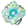 thumbnail image 2 of Carolines Treasures CJ2006-CFC Letter C Flowers And Butterflies Teal Blue Foam Coasters- Set Of 4, 2 of 3