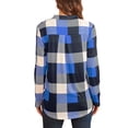 thumbnail image 4 of Uhndy Women Long Sleeve Plaid Tunic Shirt V Neck Pullover Blouse Tops Ladies New Fall Winter Roll-up Shirt Baggy Color Block Checked T Shirt Tops Blue 4XL, 4 of 5