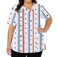 thumbnail image 3 of Womens 4th of July Scrub Tops Loose V Neck USA Flag Print Scrubs Short Sleeve Independence Day Patriotic Scrub Shirts Nursing Uniform Medical Nurse Workwear with Pockets White L, 3 of 5