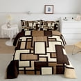 thumbnail image 2 of Feelyou Vintage Square Adult Twin Comforter Sets, Brown Abstract Ombre Bedding Set, 2pcs, 2 of 8