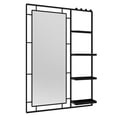 thumbnail image 6 of Hassch Modern Rectangular Wall Mounted Mirror with Storage Shelves, Towel Bar and 4 Hooks, Black Metal Frame Vanity Mirror for Bathroom, 30x44 Inches, 6 of 10