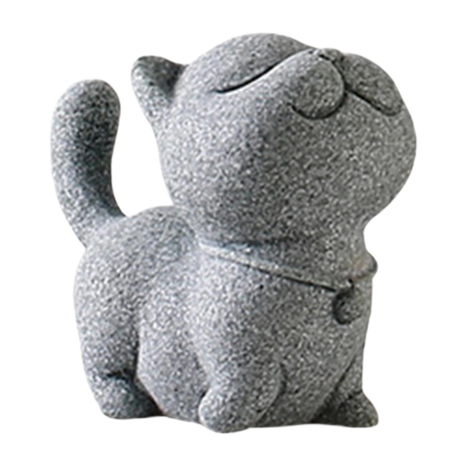 Tongina Statue Stone Tea Pet Animal Decor Adorable Desktop Ornament Unique Versatile Garden Art Sculpture Miniature Figurine Tsundere Cat
