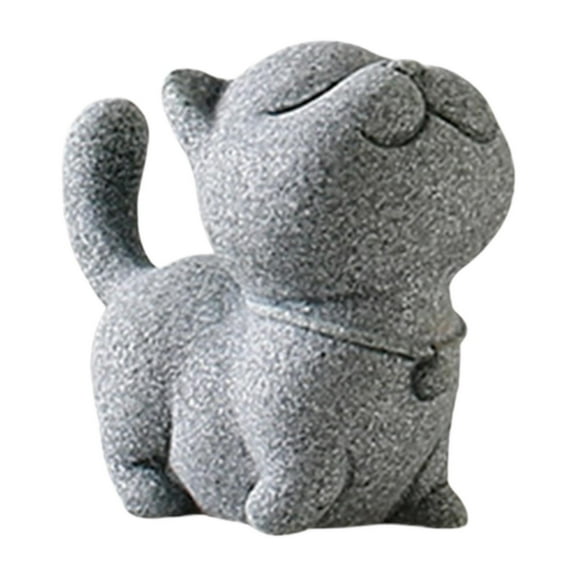 Baoblaze Statue Animal Decor Decor Ornament Table Stone Tea Pet Tsundere Cat