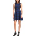 thumbnail image 1 of DKNY Robe Ajustée et Évasée en Faux Cuir pour Femmes, Bleu, 8, 1 of 1
