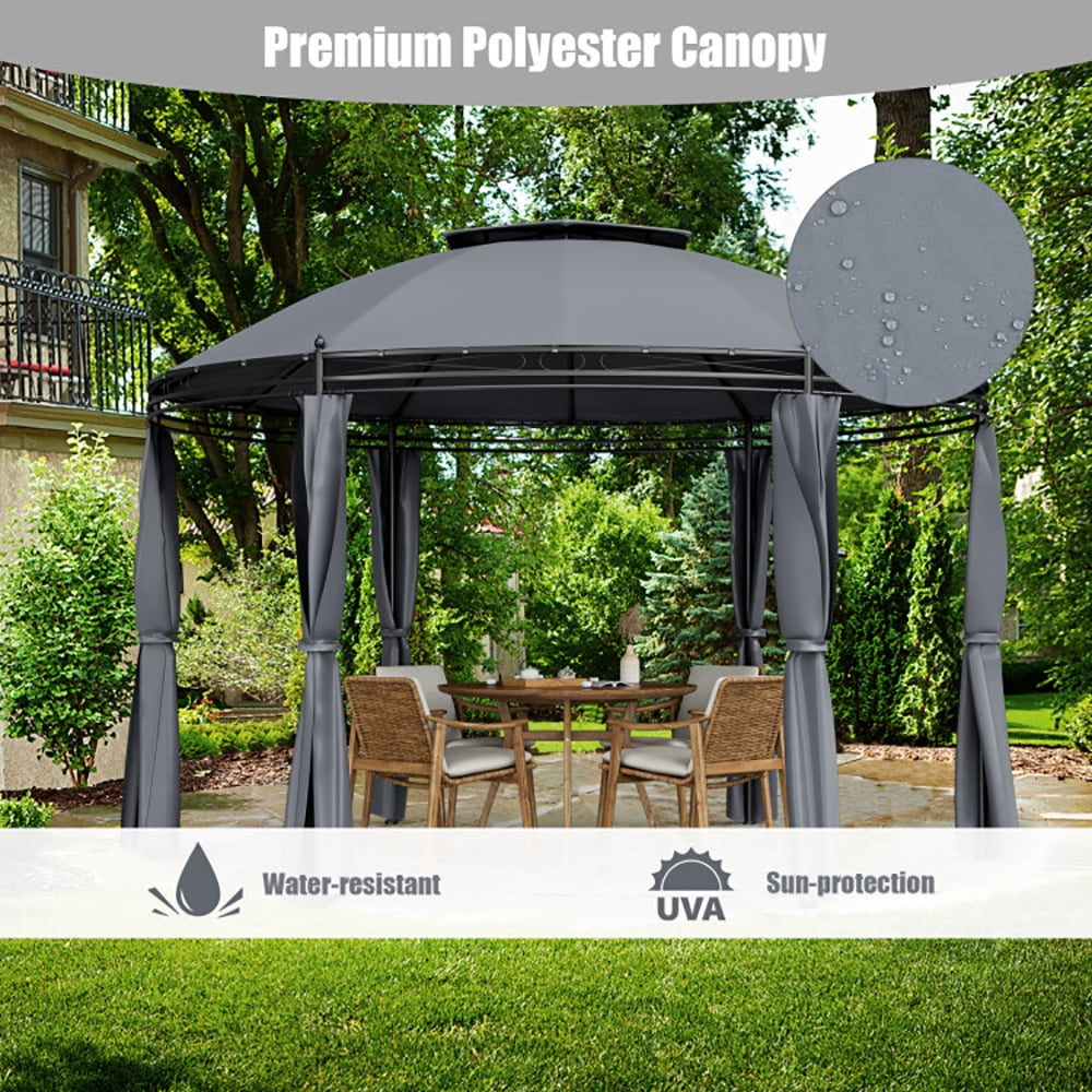 Aimee Lii 11.5 ft Outdoor Patio Round Dome Gazebo Canopy Shelter with Double Roof Steel, Backyard Canopy Gazebo for Party Wedding BBQ Events, Gray Aimee Lii 11.5 ft Outdoor Patio Round Dome Gazebo Canopy Shelter with Double Roof Steel, Backyard Canopy Gazebo for Party Wedding BBQ Events, Gray