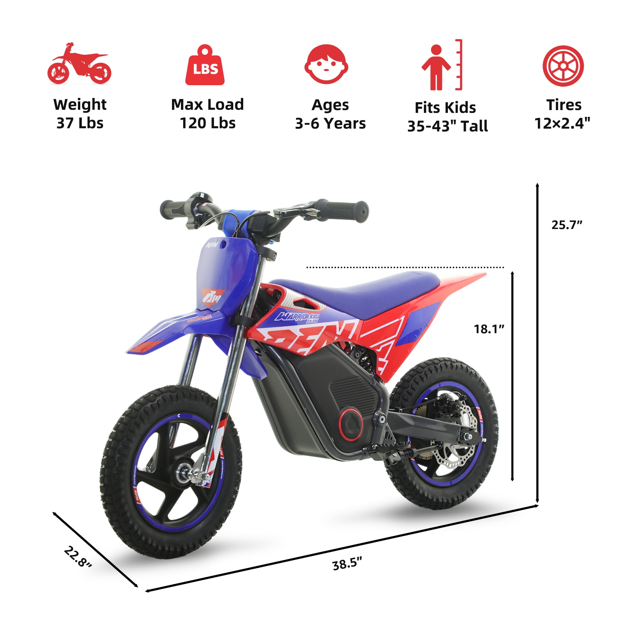 RFN, Kids Electric Dirt Bike, SX-E150 24V 200W, Red - Walmart.com