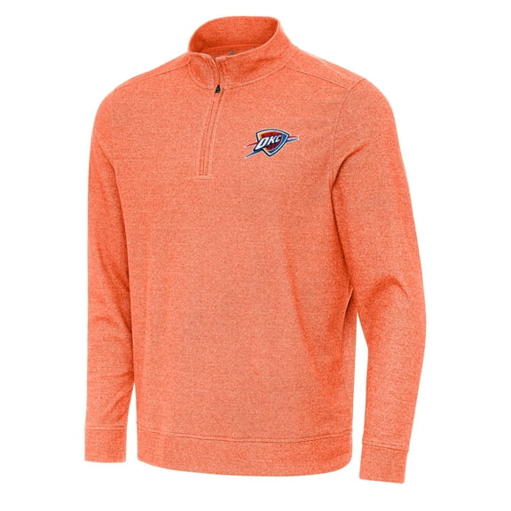 Men's Antigua Heather Orange Oklahoma City Thunder Subtle Quarter-Zip Sweatshirt