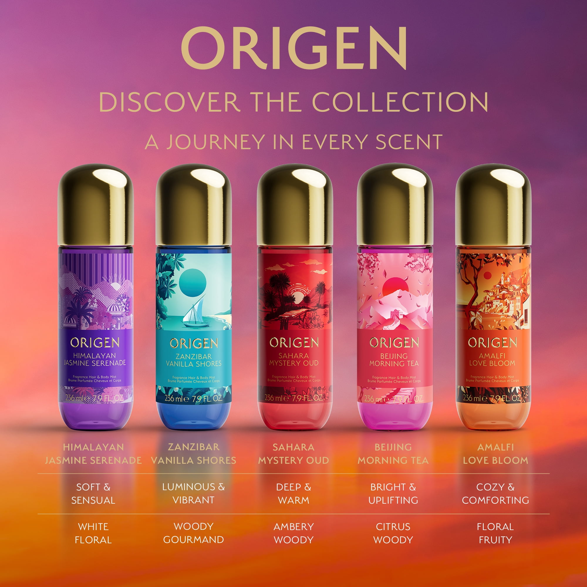 Origen Beijing Morning Tea Fragrance Mist Citrus Woody Body Spray 236ml for Women