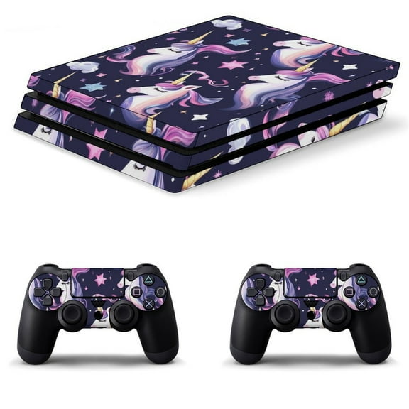 Decal Skin for PS4 Slim / PS4 Pro / PS4, Whole Body Vinyl Sticker Cover for Playstation 4 Console and Controller (Dark Unicorn pattern-1)