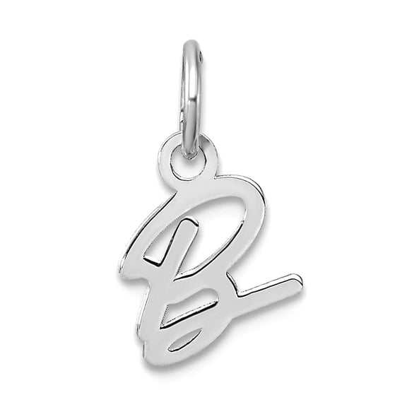 14k White Gold Uppercase Letter B Initial Charm 15.6mm Long 0.4mm Thick Pendant Necklace for Women