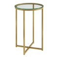 thumbnail image 1 of Pemberly Row Table Ronde en Métal Moderne avec Plateau en Verre en Or, 1 of 5
