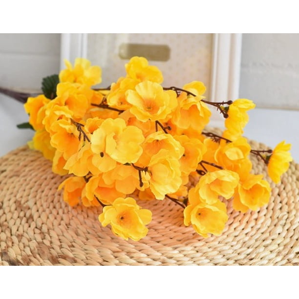 5 ramas artificiales de flores de durazno - árbol artificial decorativo for interiores, sala de estar y exteriores - flores de plástico