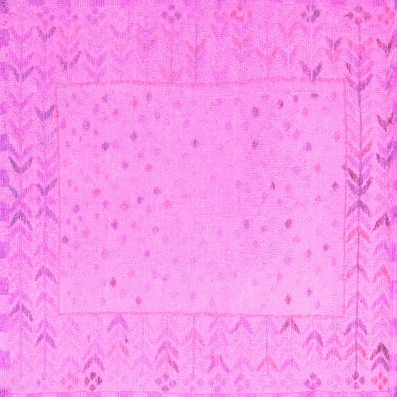 Ahgly Company Indoor Square Solid Pink Modern Area Rugs, 7' Square