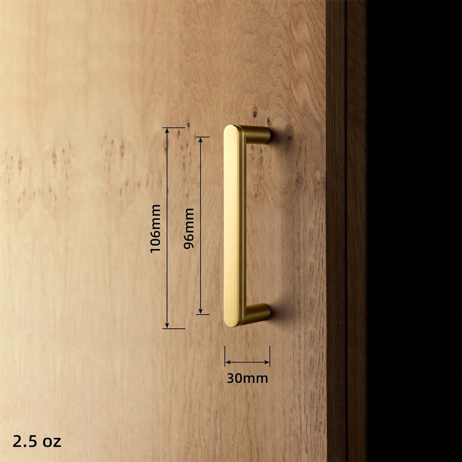 Goo-Ki 3 3/4" Center to Center Brushed Brass Kitchen Cabinet Handles, Modern Carved Drawer Pulls Closet Hardware for Bedroom (6 Pack)