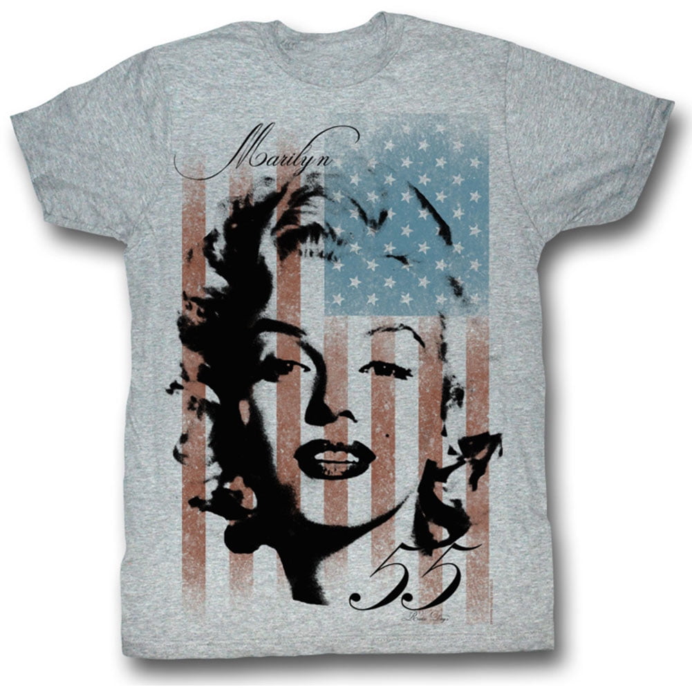 Marilyn Monroe Marilyn Monroe Mens Marilyn Flag Slim Fit T Shirt Gray Heather 0495