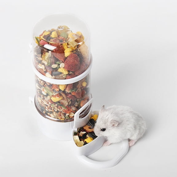 LEORX Pet Automatic Feeder White Plastic Transparent Food Bowl for Hamster and Small Animals