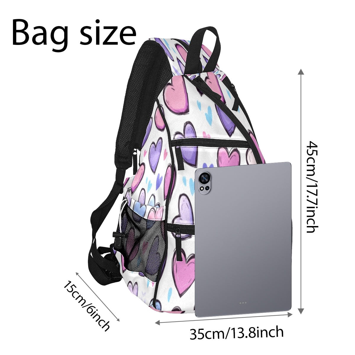 Pickleball Bags for Men Women Pickleball Backpack with Large Capacity Lightweight Adjustable Pickleball Sling Bag Hold Paddles, Balls, Accessories Colorful Heart Pattern