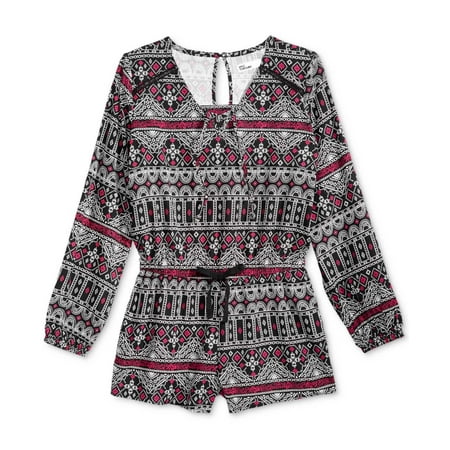 

Epic Threads Gir’s Geo-Print Lace-Up Rompers – Black/Pink Small