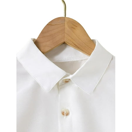 

Casual Plain Collar Shirt Long Sleeve White Toddler Girls Blouses (Girl s)