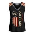 thumbnail image 4 of Womens 250th Anniversary Usa Shirt Patriotic V‑Neck Sleeveless 250 Anniversary USA Flag Tank Tops Black L, 4 of 4