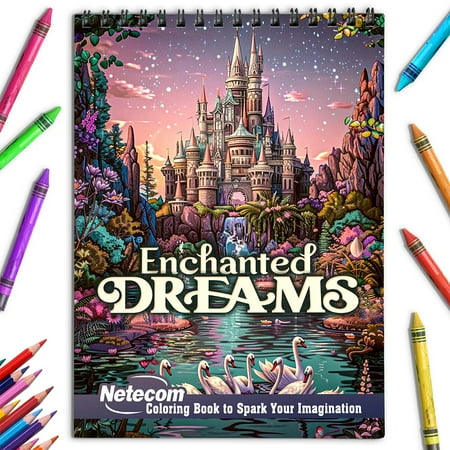 Netecom Enchanted Dreams Coloring Book for Adults Spiral Bound Soft Cover