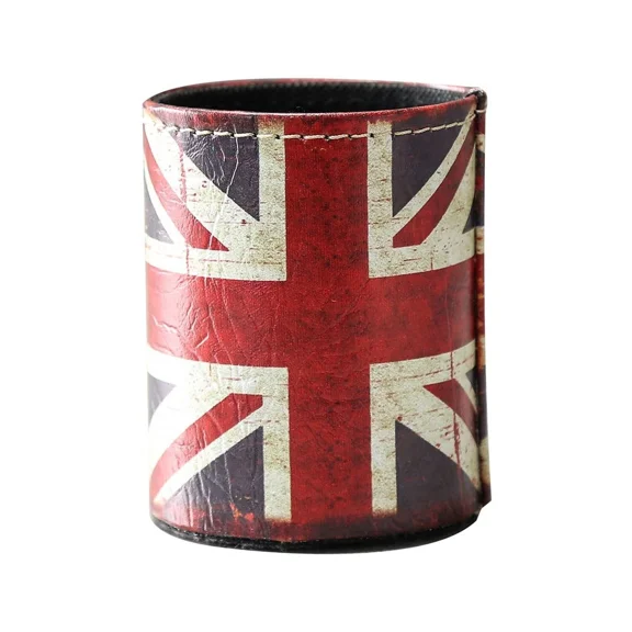 1Pc Antique Uk Union Jack Pu Leather Pencil Pen Holder Desk Organizer Ph10