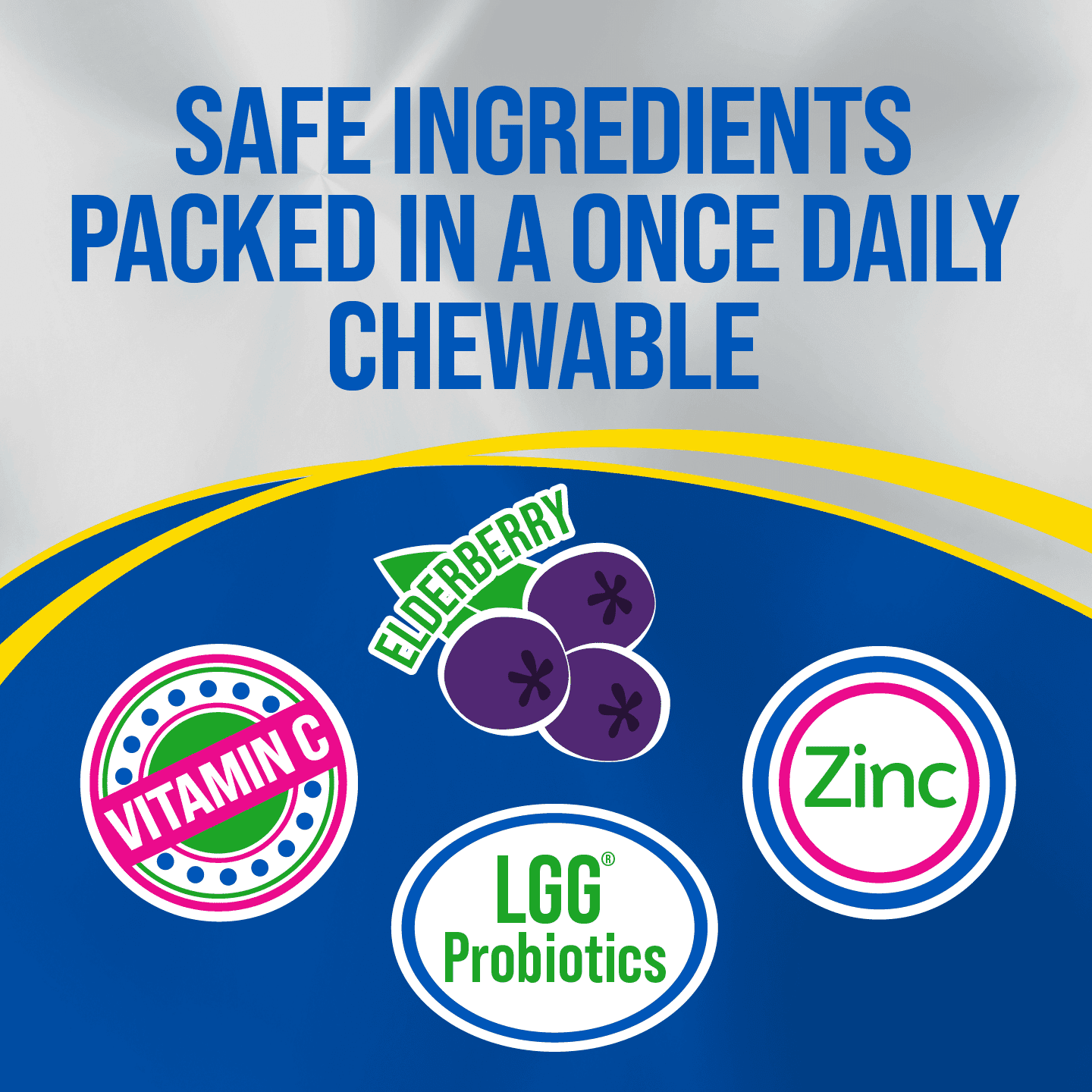 Culturelle Probiotics Kids Immune Defense Daily Chewables Supplement, 4-in-1 Immune Support for Children, Super Berry Flavor, 30 Count