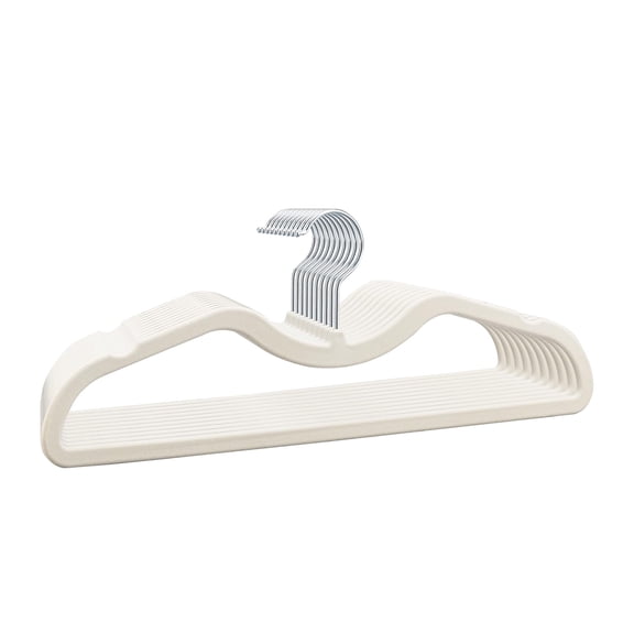 Velvet Short Neck Hangers - Heavy-Duty, Non-Slip Felt Surface, Space-Saving Design with Anti-Slip Grooves & Shoulder Shape, 360° Rotating Hooks, 10 pcs