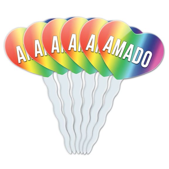 Amado Heart Love Cupcake Picks Toppers - Set of 6