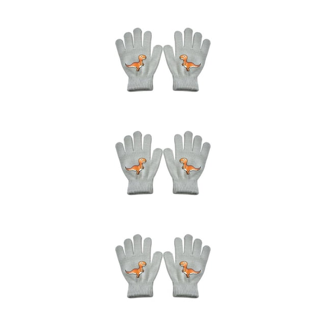 Sonducket 1 par de guantes de invierno para niños, pequeñas cubiertas para dedos artesanales de punto con patrón de dragón para niños, al aire 3piezas Gris Sonducket CBP342256