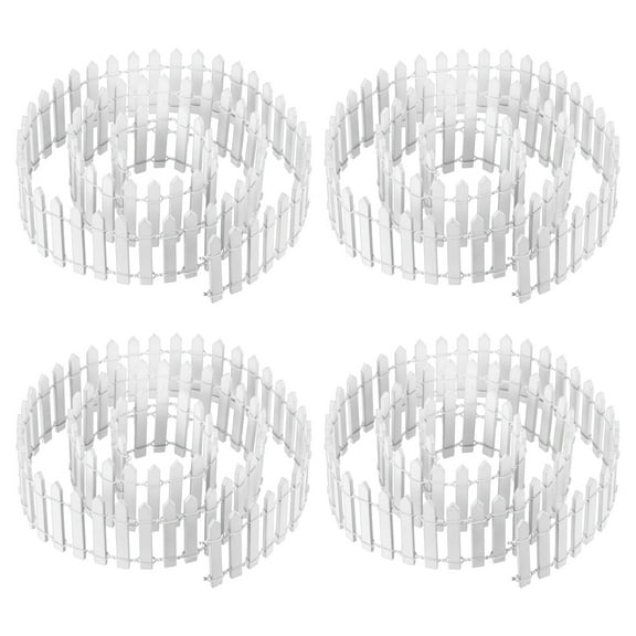 Uxcell 39" L x 2" H Wood Miniature Mini Fairy Garden Picket Fence, White 4 Pack