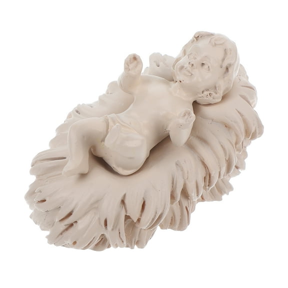 OUNONA Small Baby Jesus Figurine in Manger Miniature Nativity Scene Christmas Decoration Home Holiday Decor