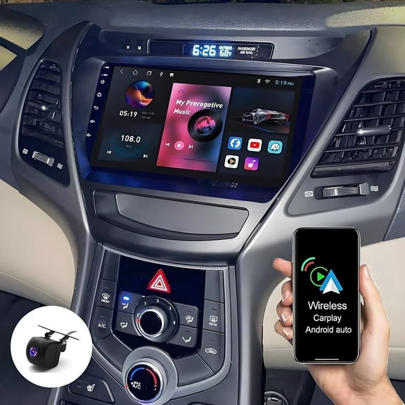 Car Stereo Radio for Hyundai Elantra 2011-2013, 2 32GB Android 13.0 Built-in Carplay/Android Auto/WiFi/Bluetooth/Steering Wheel Control/Split Screen/GPS Navigation