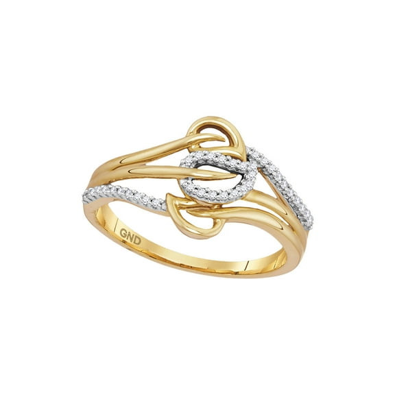 Diamond Princess 10kt Yellow Gold Womens Round Diamond Triple Row Leaf Band Ring 1/10 Cttw